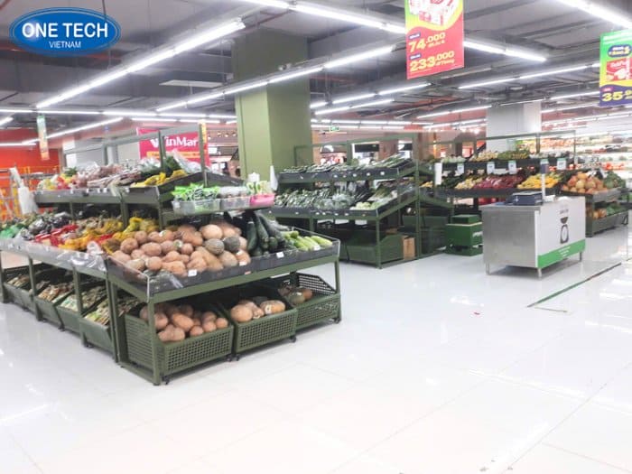 Kệ rau củ quả cỡ lớn, sức tải cao sơn màu xanh