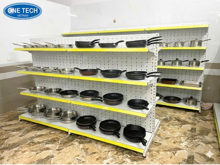 Kệ siêu thị phổ thông trưng bày chảo