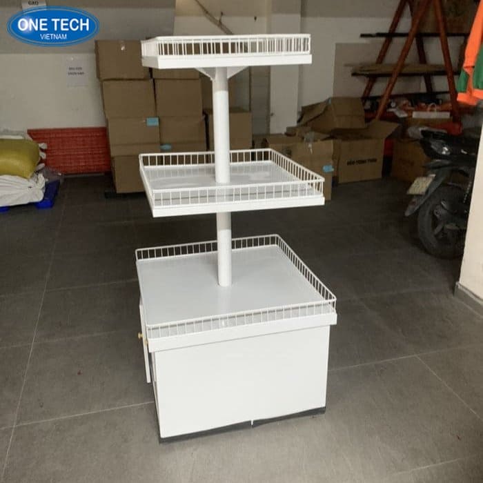 Kệ sắt vuông màu trắng 3 tầng