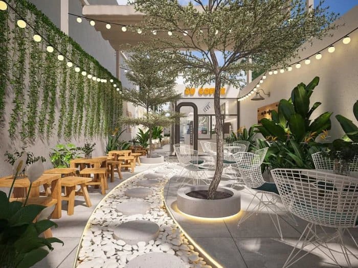 Mẫu cafe Outdoor sân vườn mang cảm giác thư thái
