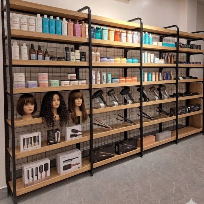 Kệ khung sắt mặt gỗ đơn giản, đẹp mắt