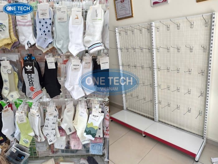 Kệ trưng bày vớ móc treo lưng lưới