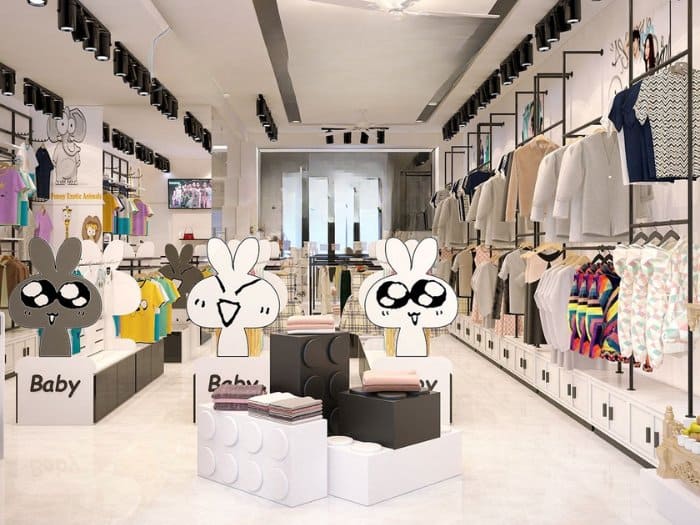 Mẫu thiết kế cửa hàng quần áo trẻ em đáng yêu