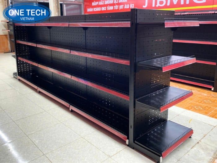 Kệ siêu thị sắt lưng tôn màu đen