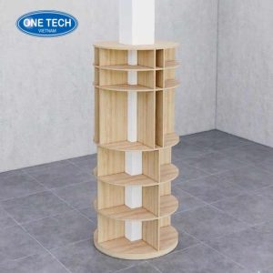 Kệ tròn trưng bày bằng gỗ ốp cột trụ