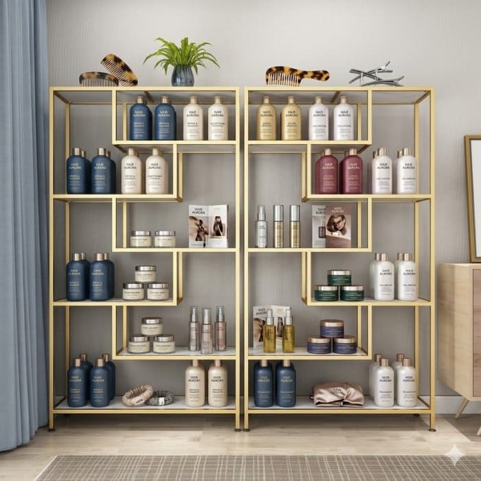 Kệ tiệm tóc được thiết kế đơn giản