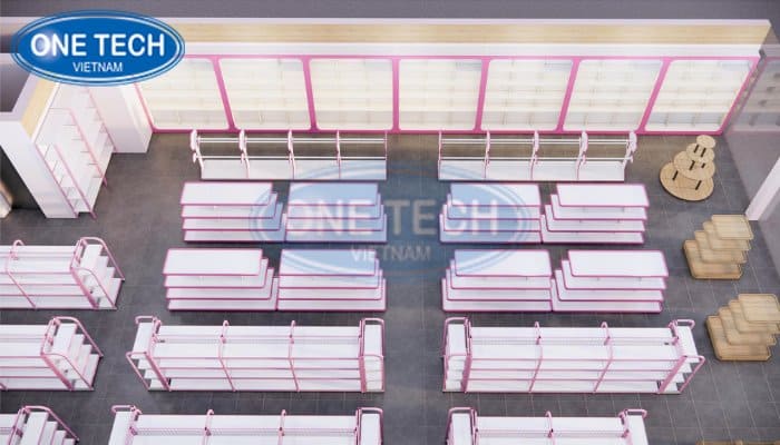 Mẫu siêu thị mini đẹp mắt với tone màu hồng 01