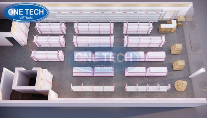 Mẫu siêu thị mini đẹp mắt với tone màu hồng 03