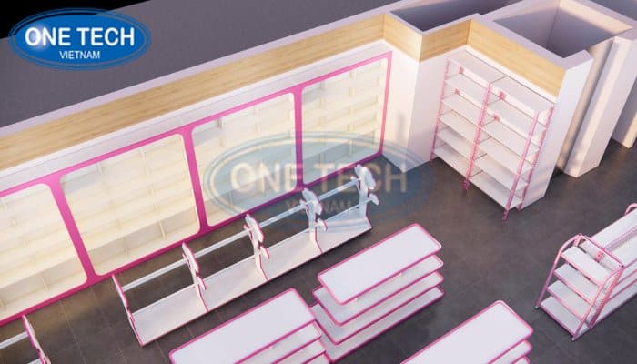 Mẫu siêu thị mini đẹp mắt với tone màu hồng 04