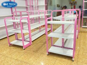 Kệ 2 mặt để hàng trong cửa hàng