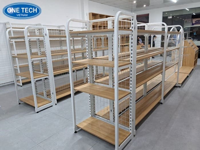 Kệ khung sắt mặt gỗ mẫu kệ mới ở Quận 12 TPHCM