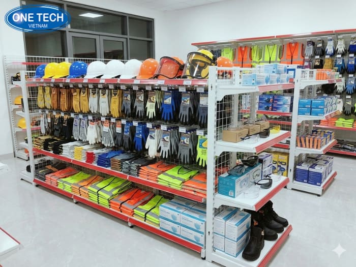 Kệ siêu thị để đồ bảo hộ phổ biến