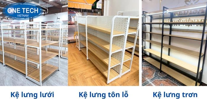 Dòng kệ siêu thị gỗ khung sắt