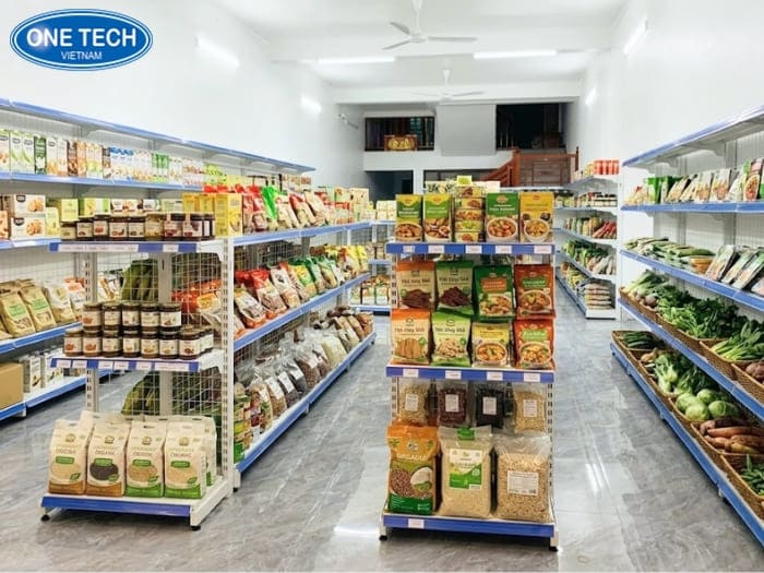 Kệ để thực phẩm chay thiết kế gọn gàng