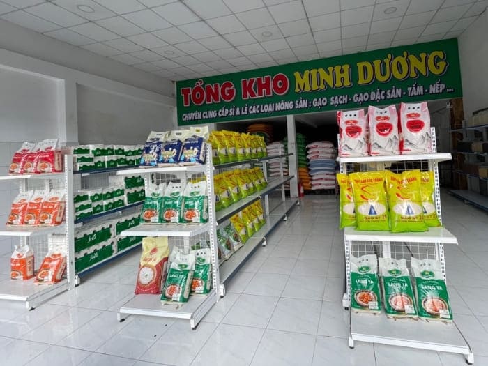 Tạo bố cục trưng bày cửa hàng gạo