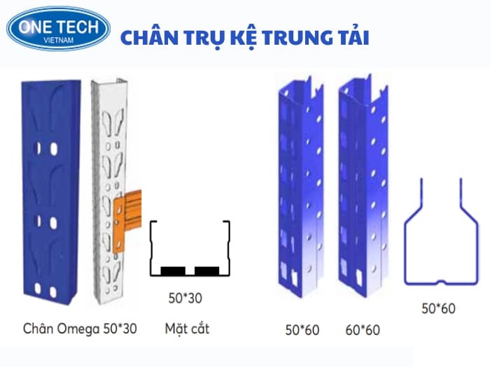 Chân trụ của kệ trung tải đục lỗ