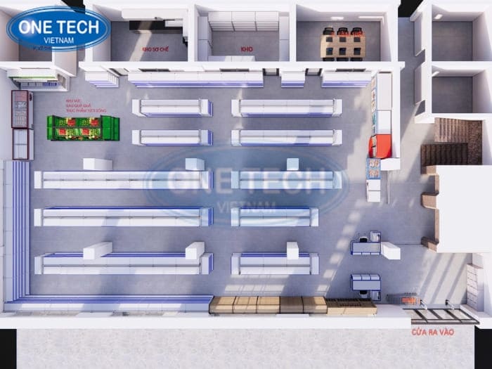 Mẫu thiết kế siêu thị 100m2 phổ thông 01