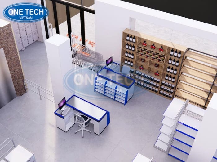Mẫu thiết kế siêu thị 100m2 phổ thông 02