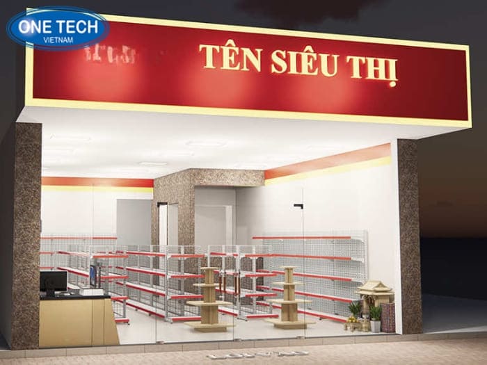 Mẫu thiết kế siêu thị tone trắng đỏ