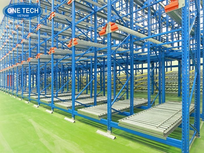 Kệ con lăn dây chuyển trượt pallet tự động