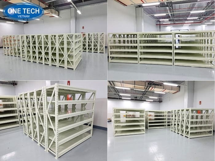 Kệ trung tải 6 tầng màu kem cho kho Tây Ninh