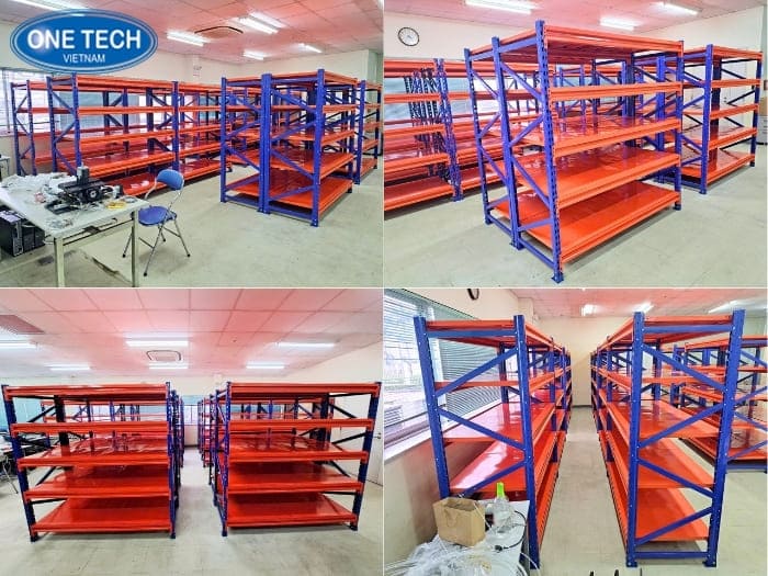 Kệ trung tải màu xanh cam bắt mắt