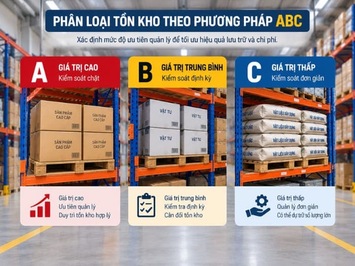 Phân nhóm hàng tồn kho theo ABC