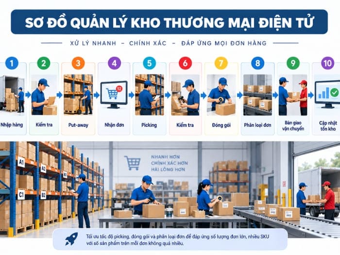Sơ đồ quy trình quản lý kho thương mại điện tử