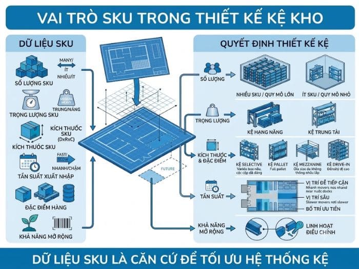 Vai trò của SKU khi lựa chọn kệ kho