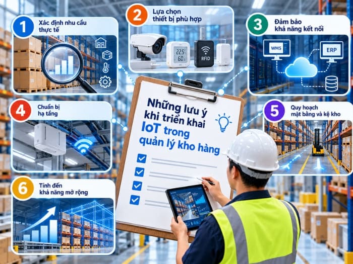 Lưu ý khi triển khai IoT trong quản lý kho hàng