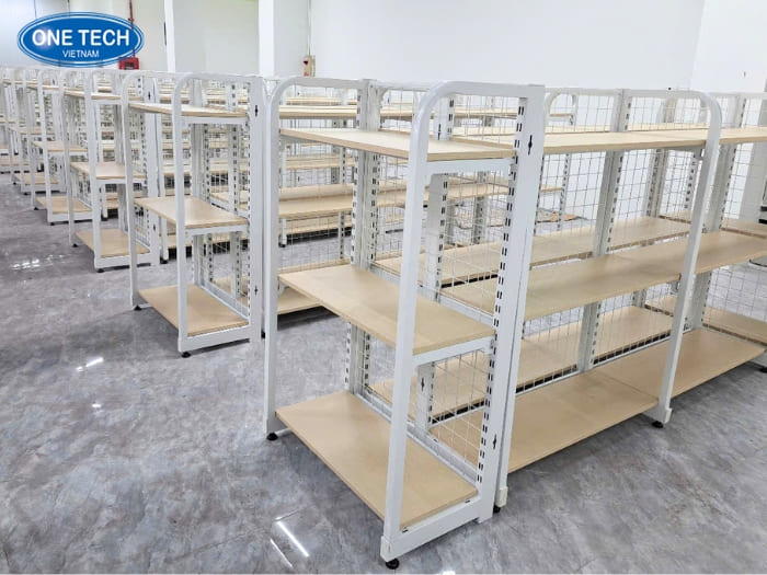 Kệ 1m2 phối mâm gỗ cho siêu thị